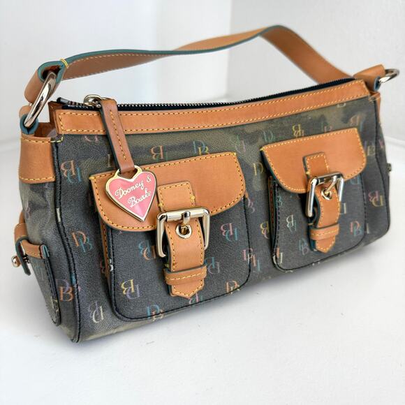 DOONEY & BOURKE Multicolor Monogram Buckle Shoulder Bag Rainbow Zipper Y2K - Picture 1 of 8